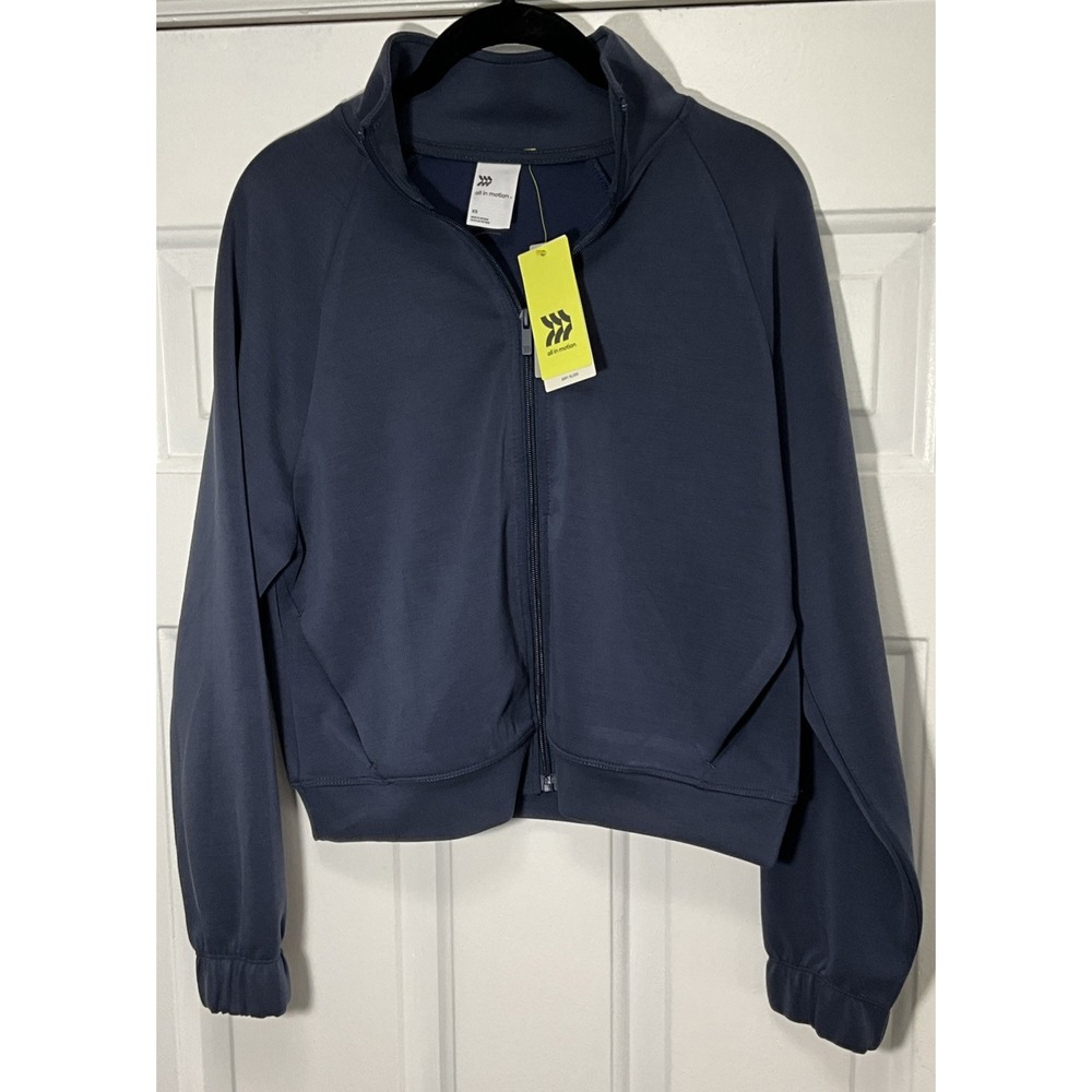 All In Motion Airy Sleek Full-Zip Track Jacket Navy/Blue Relaxed Fit Women XS